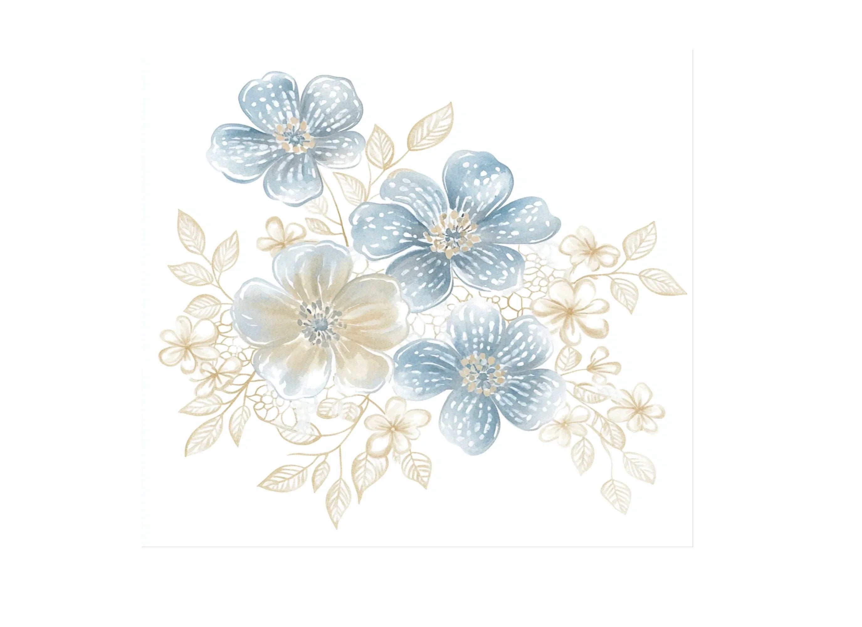 Elegant Blue Floral Lace Clipart Bundle