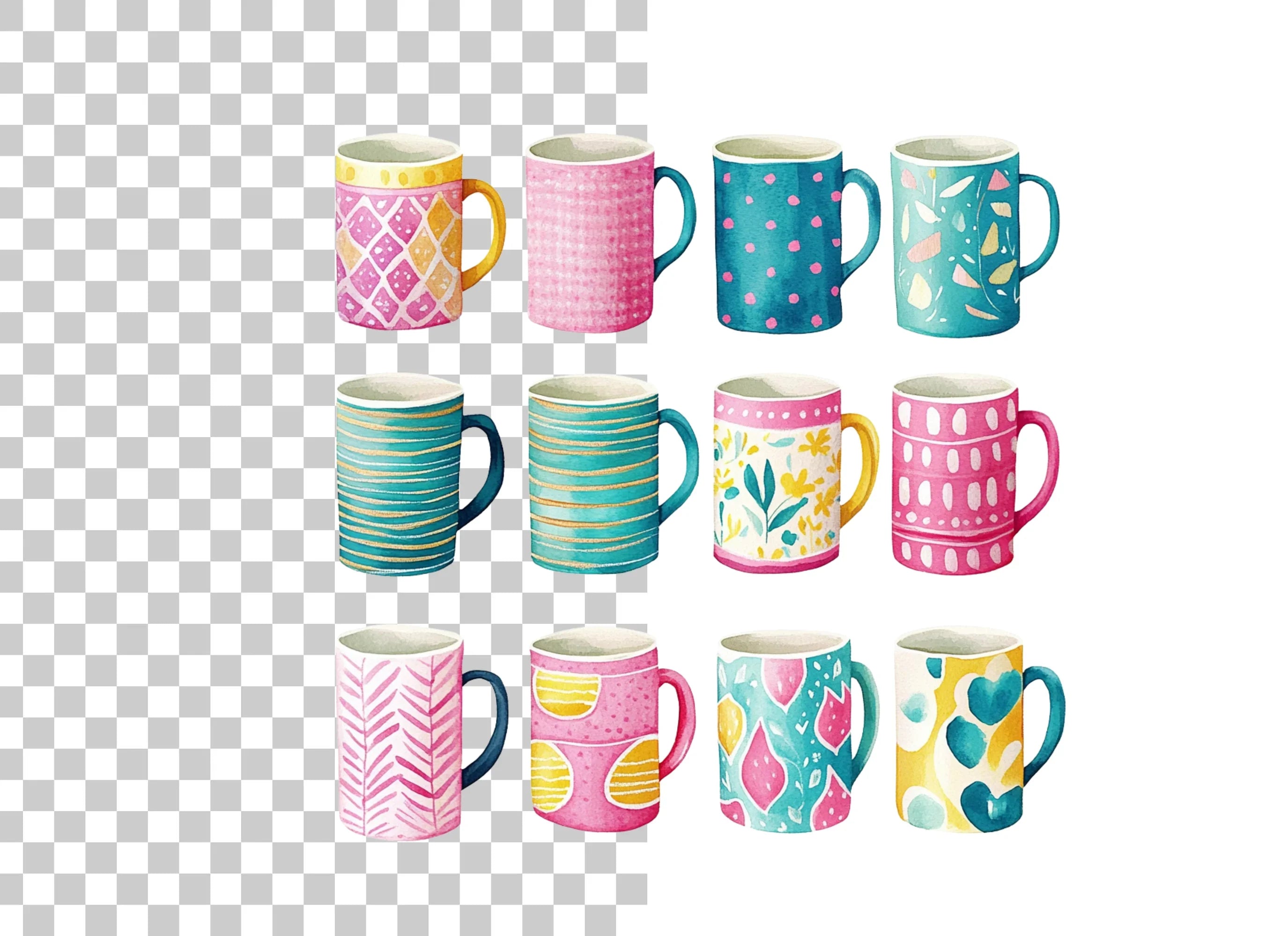 Pattern Mugs Clipart Bundle