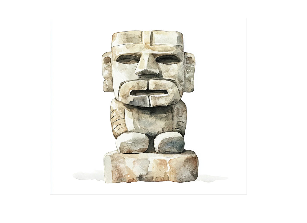 Ancient Aztec Stone Statues Clipart Bundle