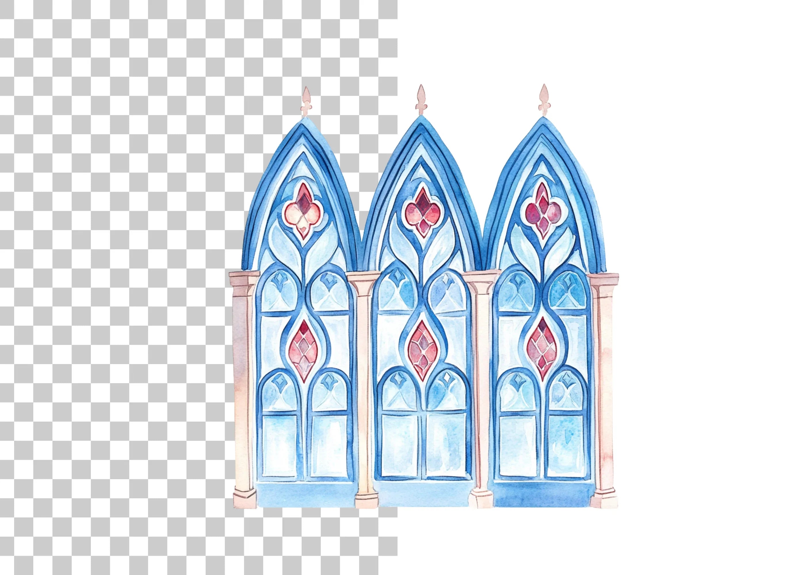 Gothic Stained Glass Windows Clipart Bundle