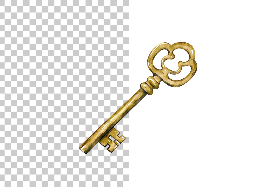 Vintage Golden Skeleton Key Clipart Bundle