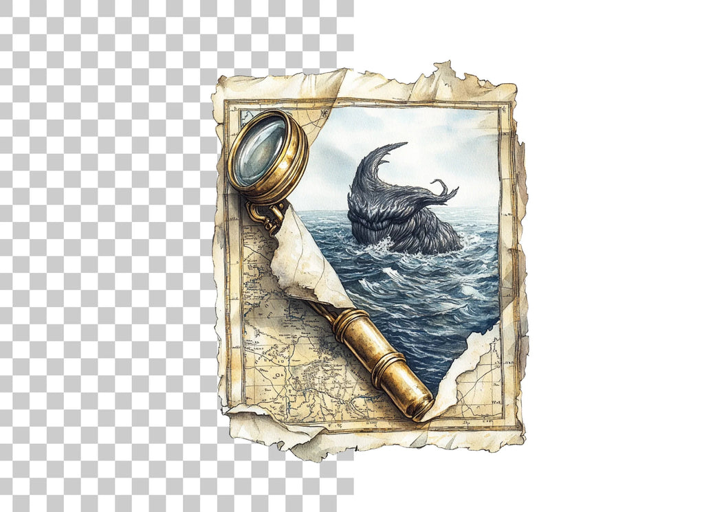 Sea Monster Map Adventure Clipart Bundle