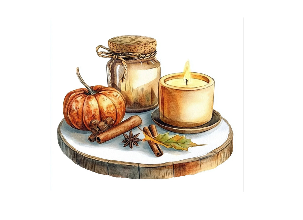 Autumn Candles and Pumpkins Clipart Bundle
