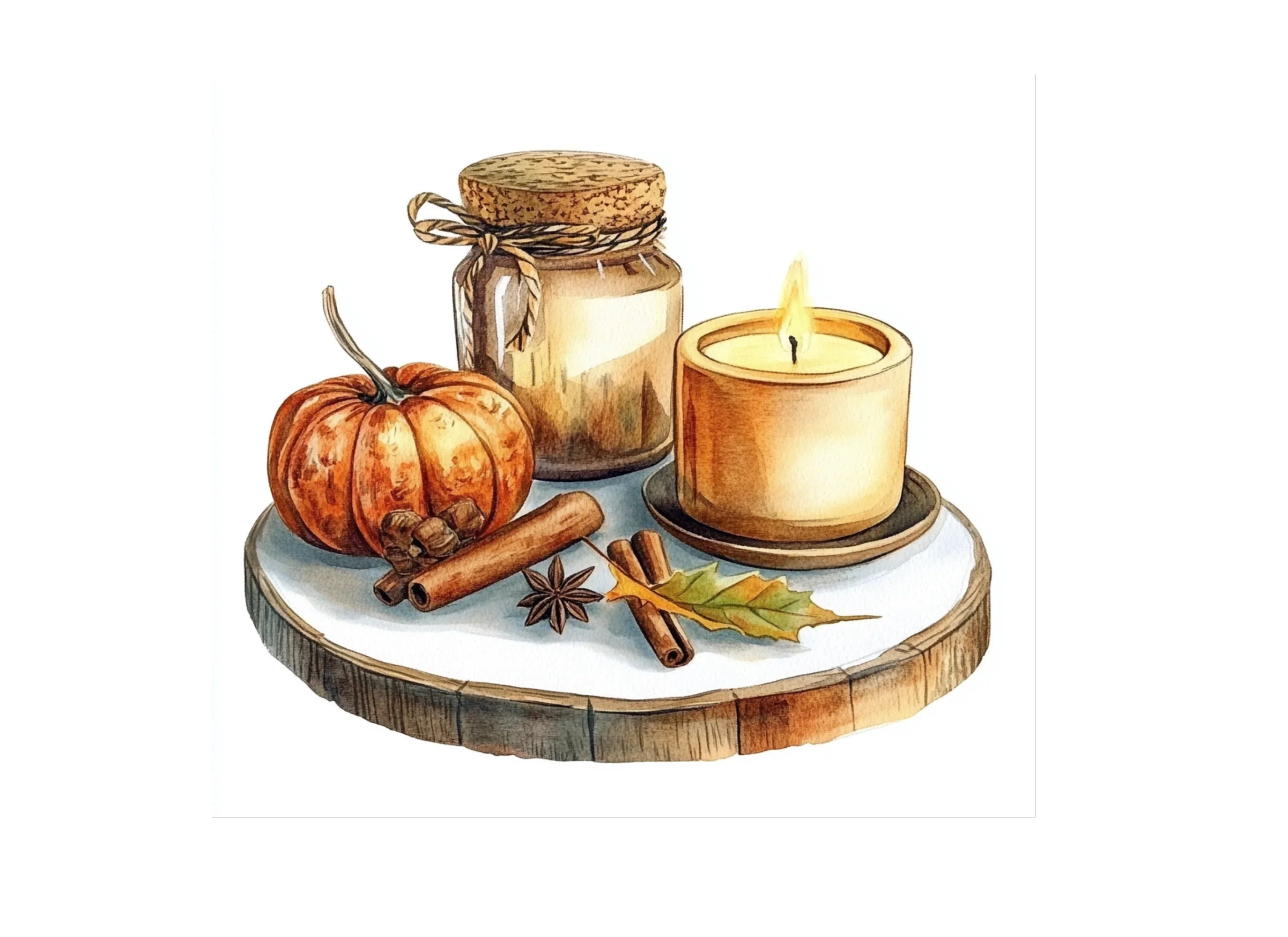 Autumn Candles and Pumpkins Clipart Bundle