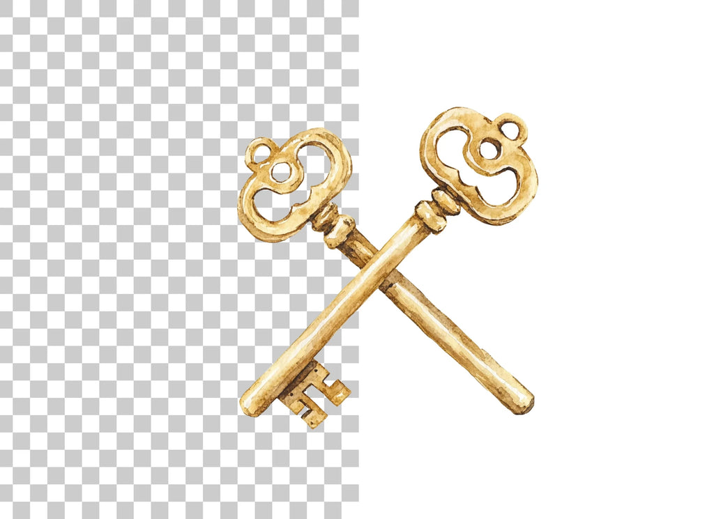 Vintage Crossed Keys Clipart Bundle