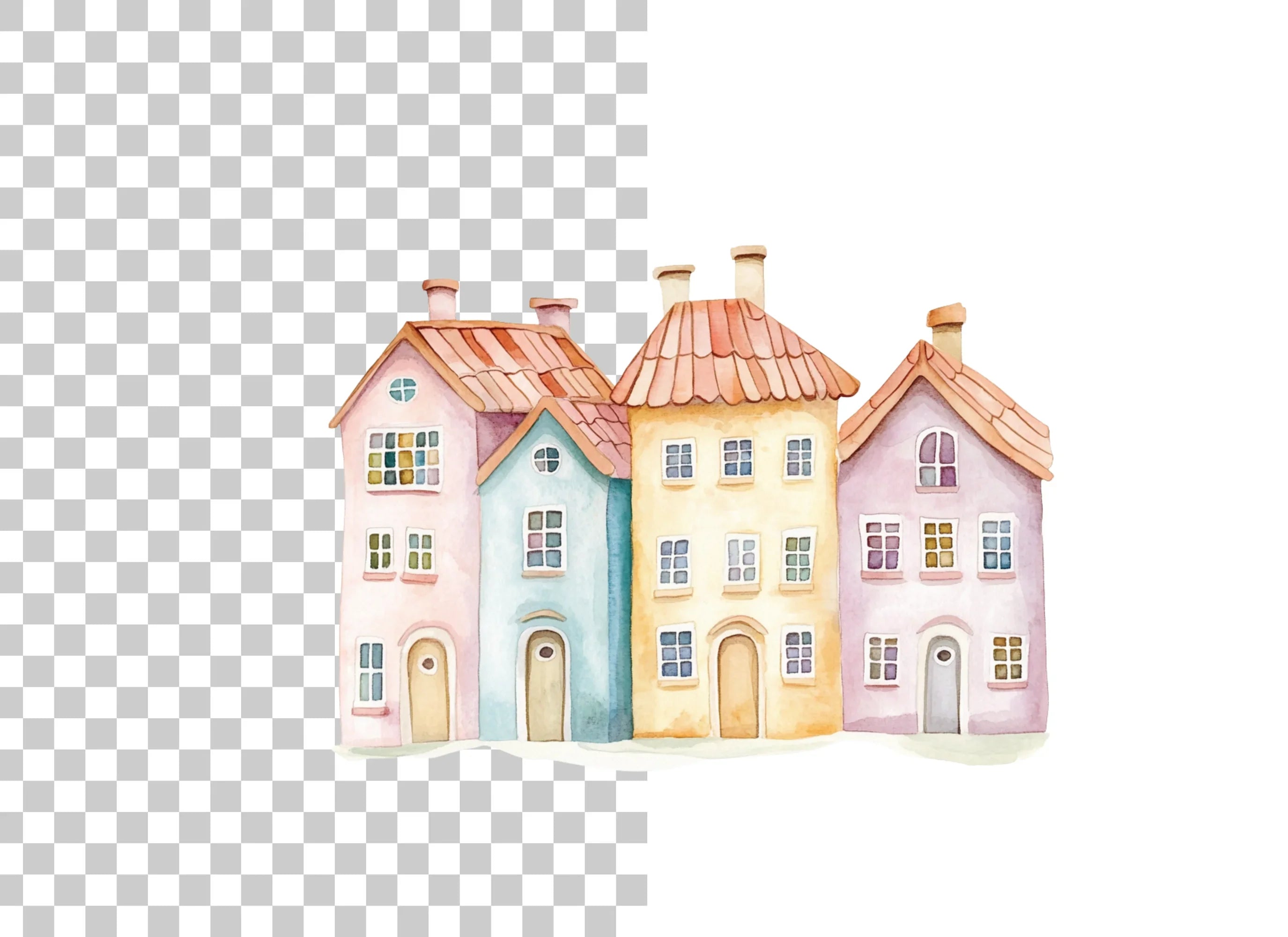 European Townhouses Clipart Bundle