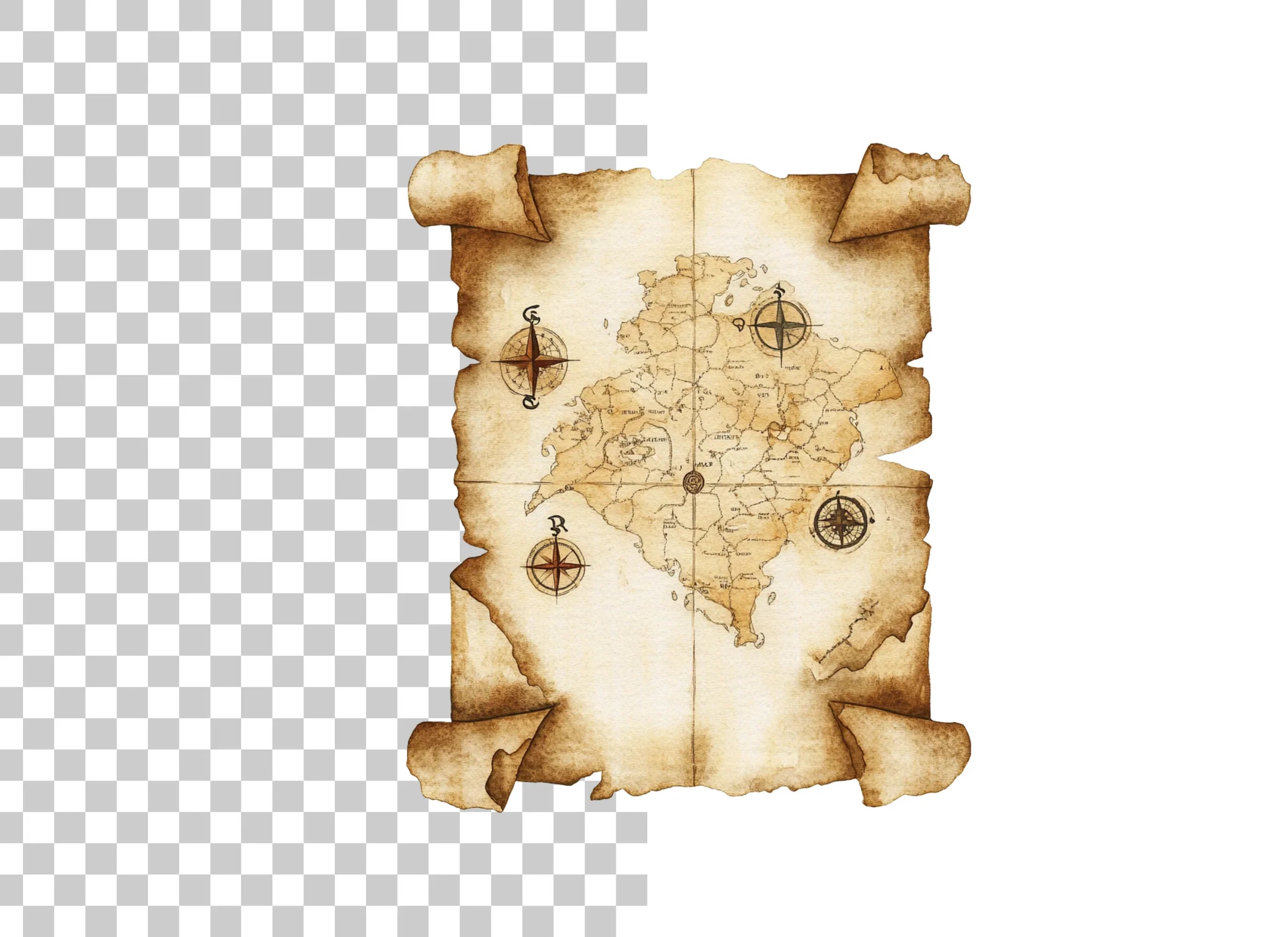 Vintage Treasure Map Clipart Bundle