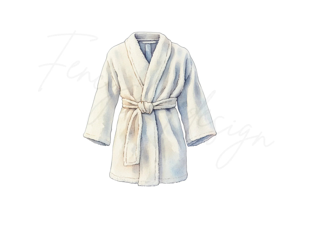White Bathrobe Spa Clipart Bundle