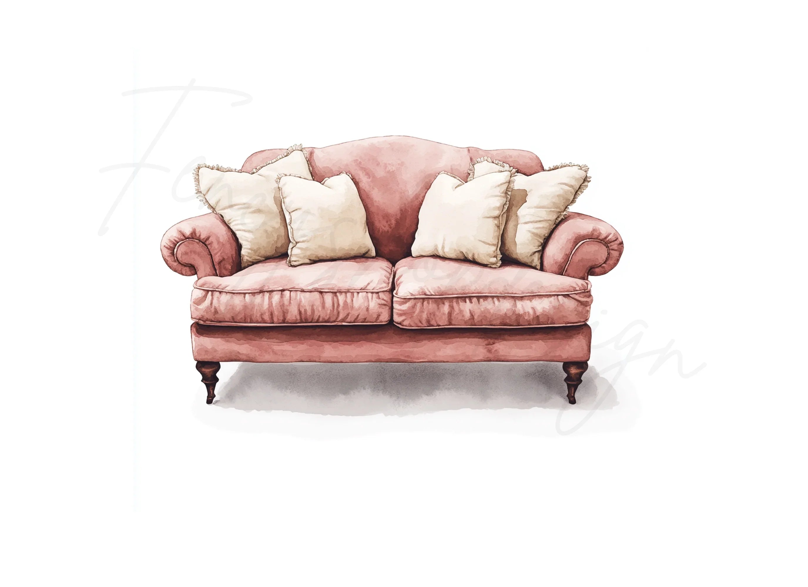 Charming Pink Sofa Clipart Bundle