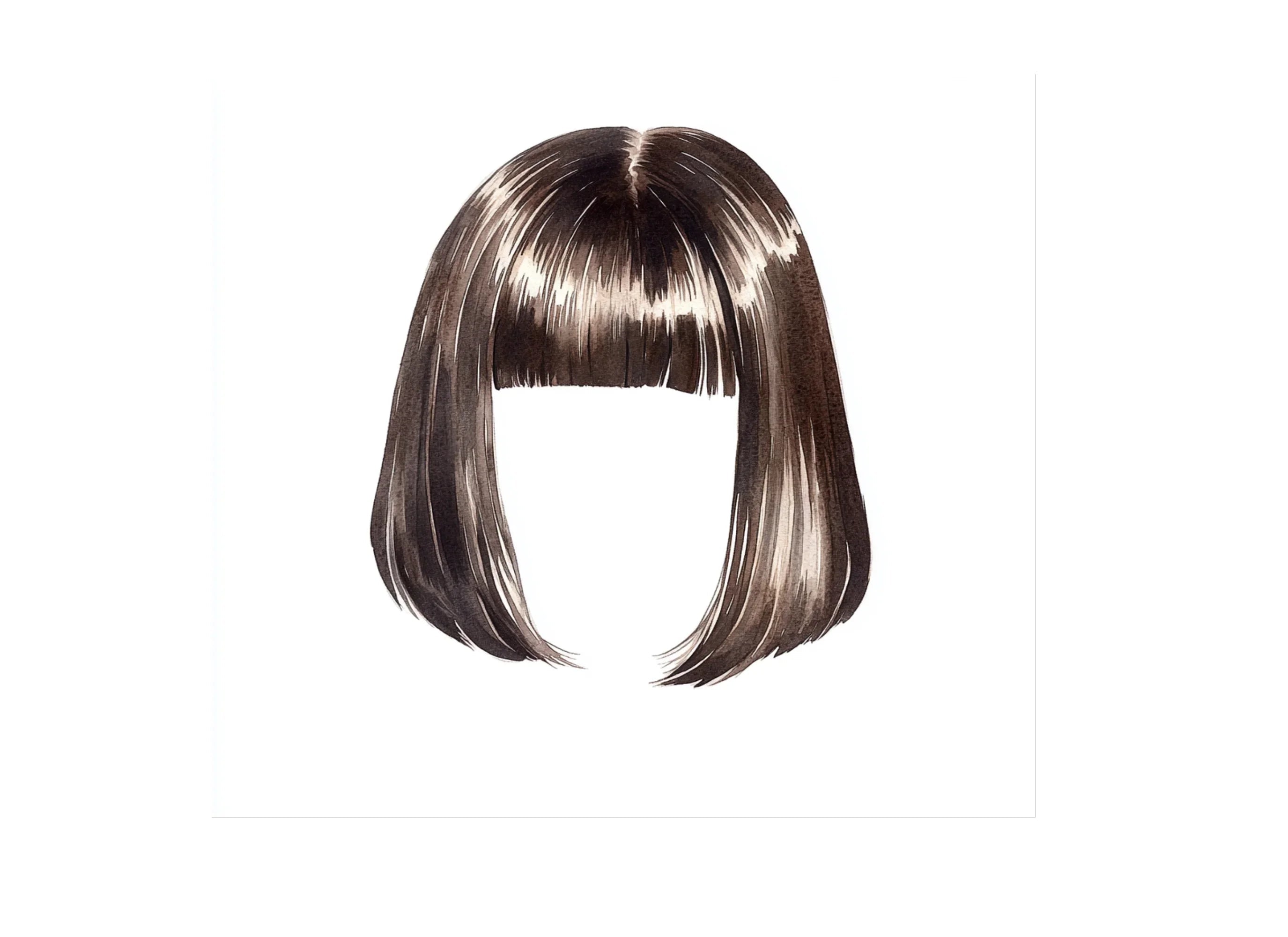 Sleek Bob Hair Wig Clipart Bundle
