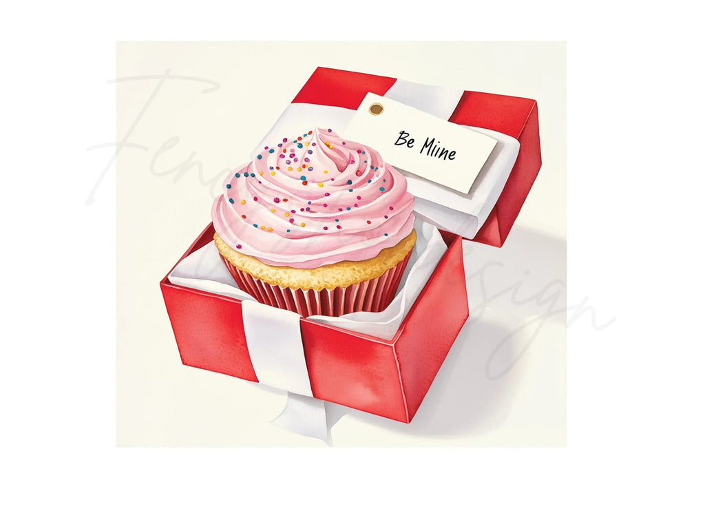Valentine Cupcake Gift Box Clipart Bundle