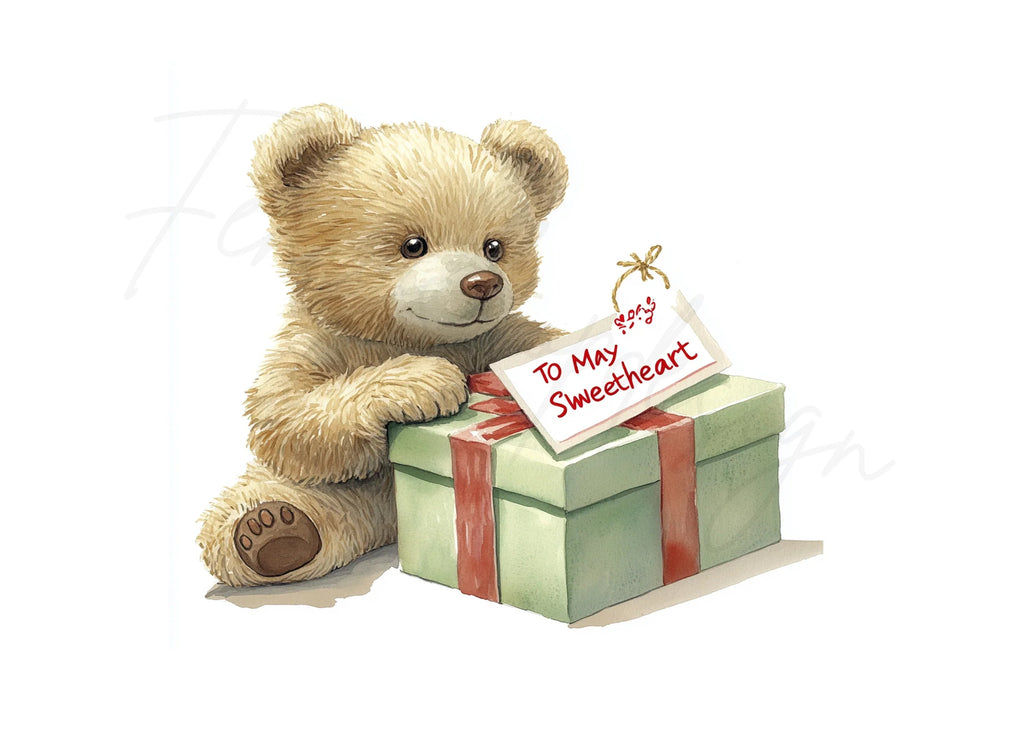 Sweetheart Teddy Bear Gift Clipart Bundle
