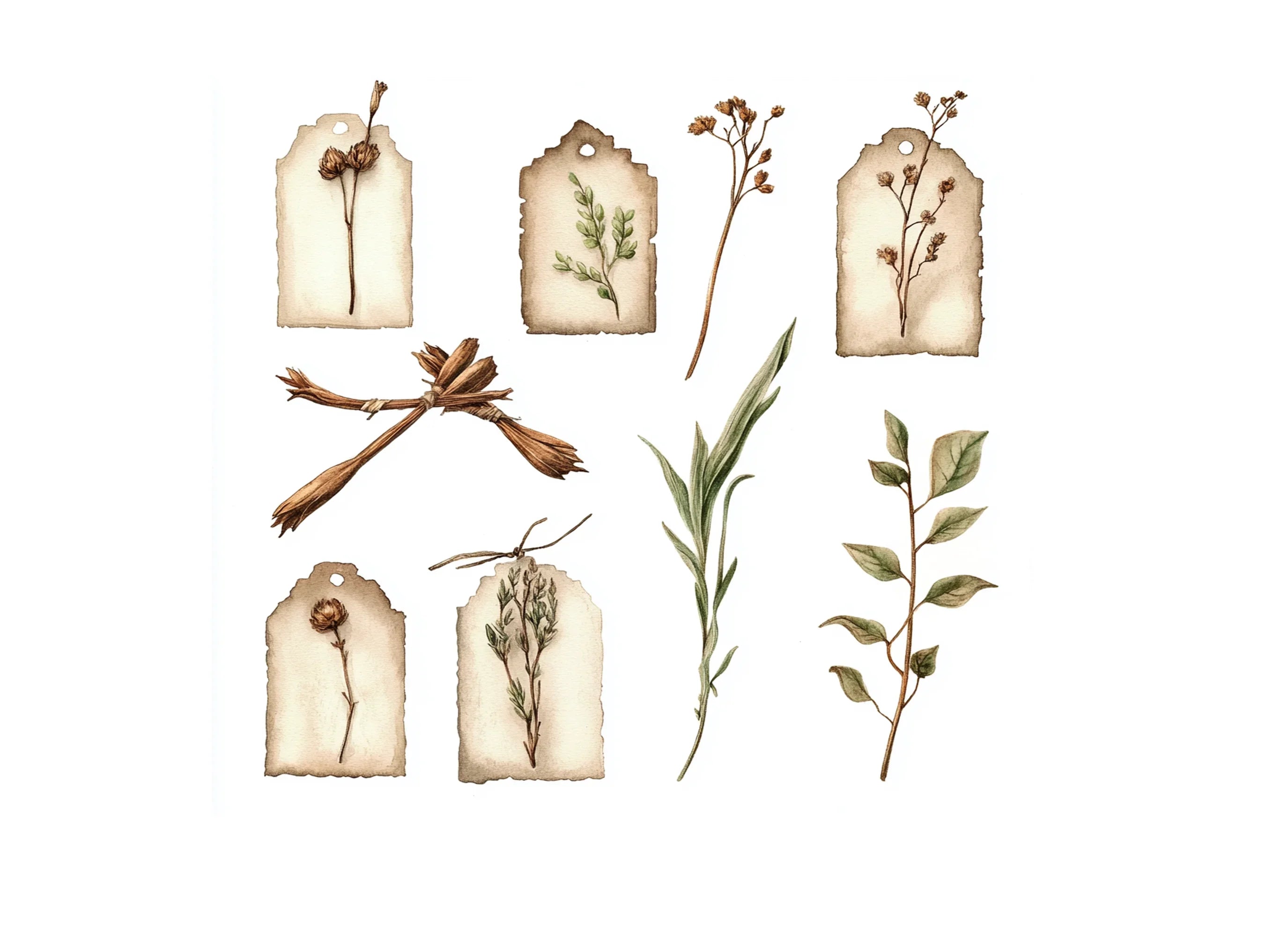 Dried Botanical Elements Clipart Bundle
