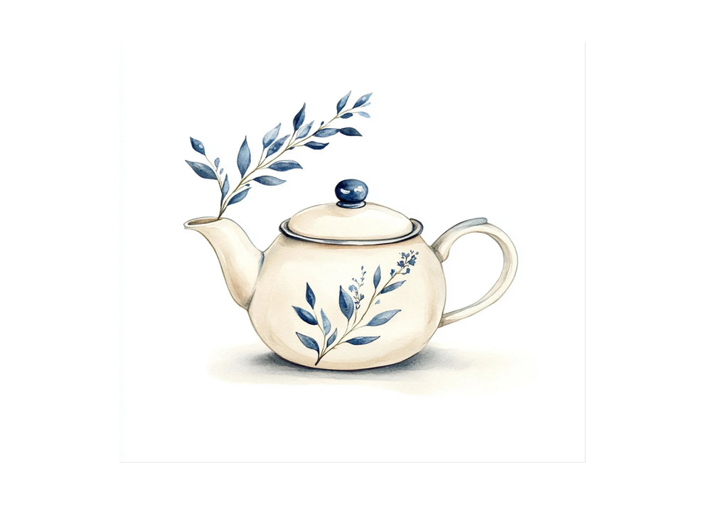 Blue and White Floral Teapots Clipart Bundle