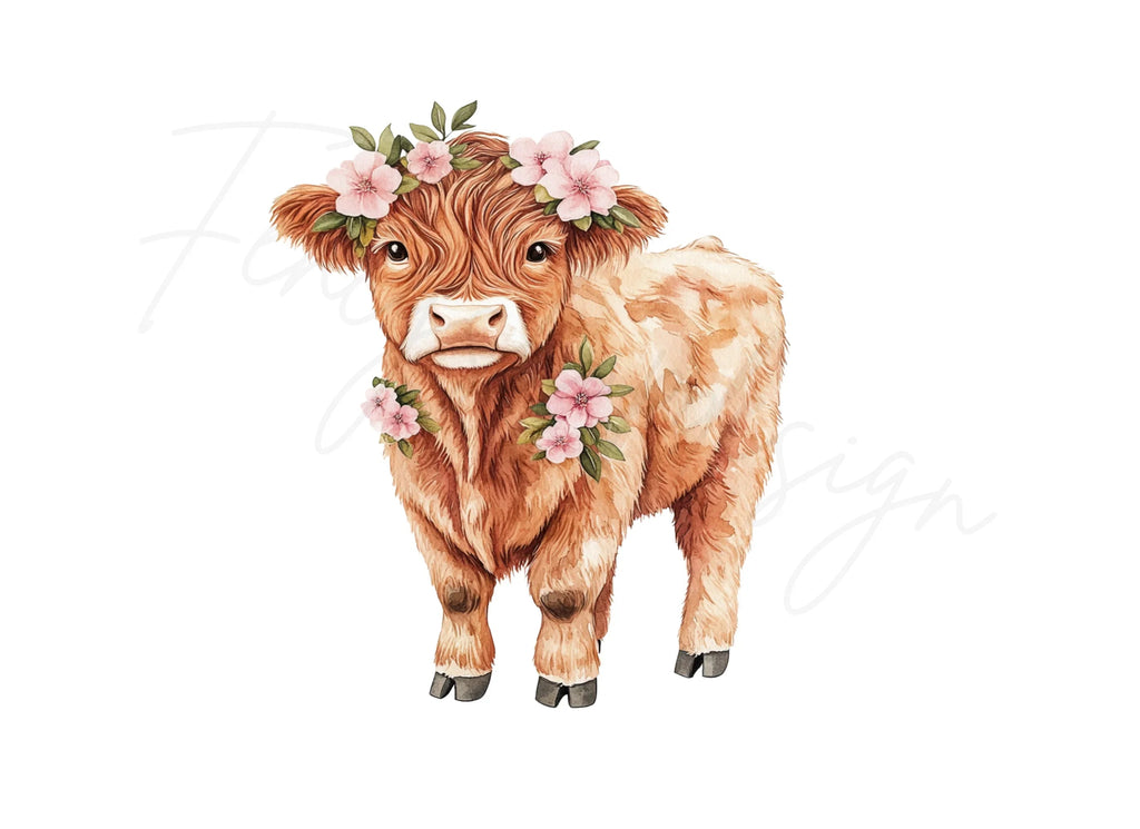 Highland Cow Floral Clipart Bundle