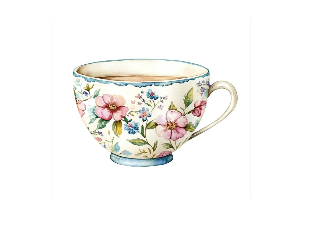 Elegant Floral Teacups Clipart Bundle