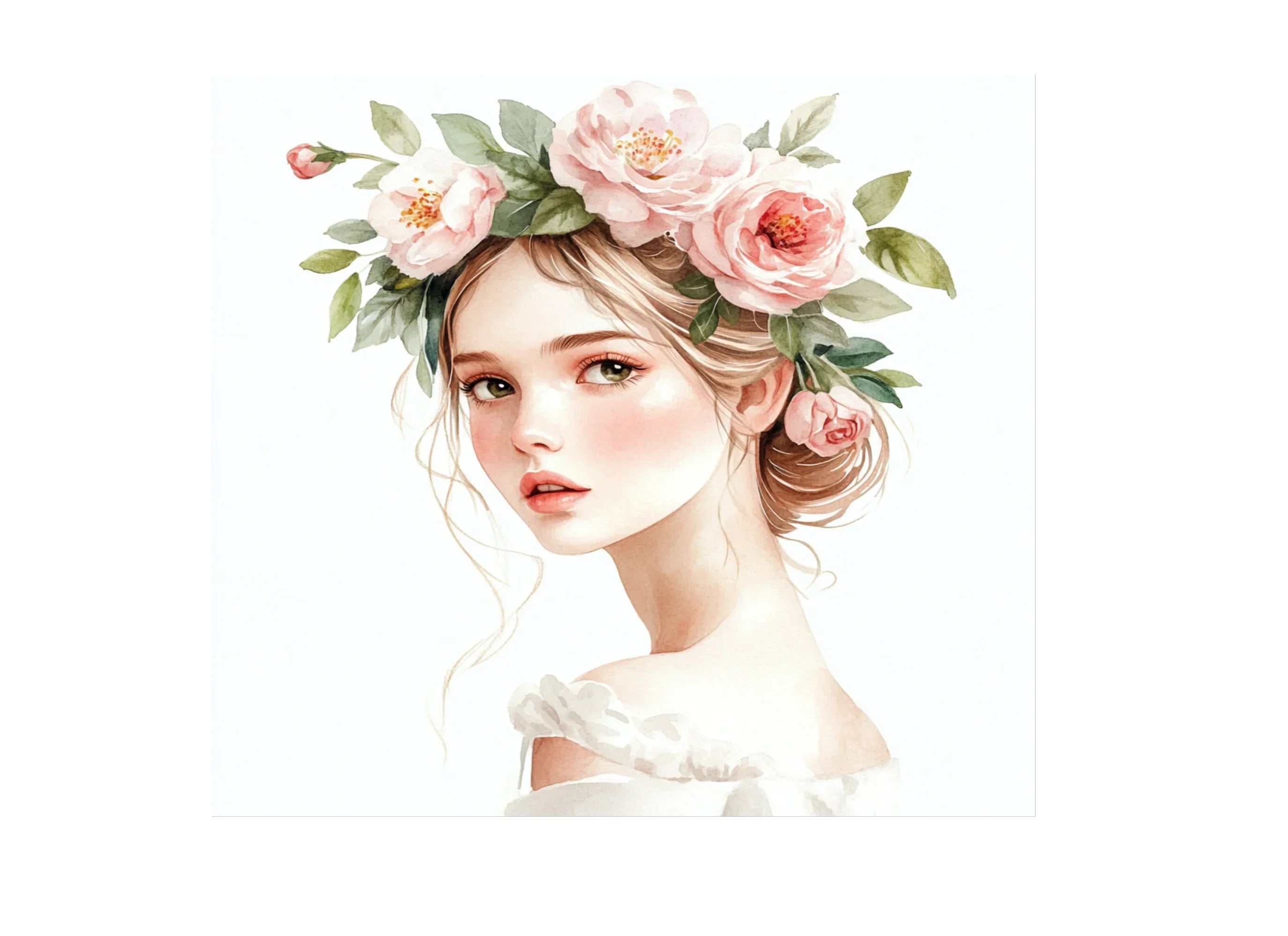 Elegant Women with Flower Crowns Clipart Bundle