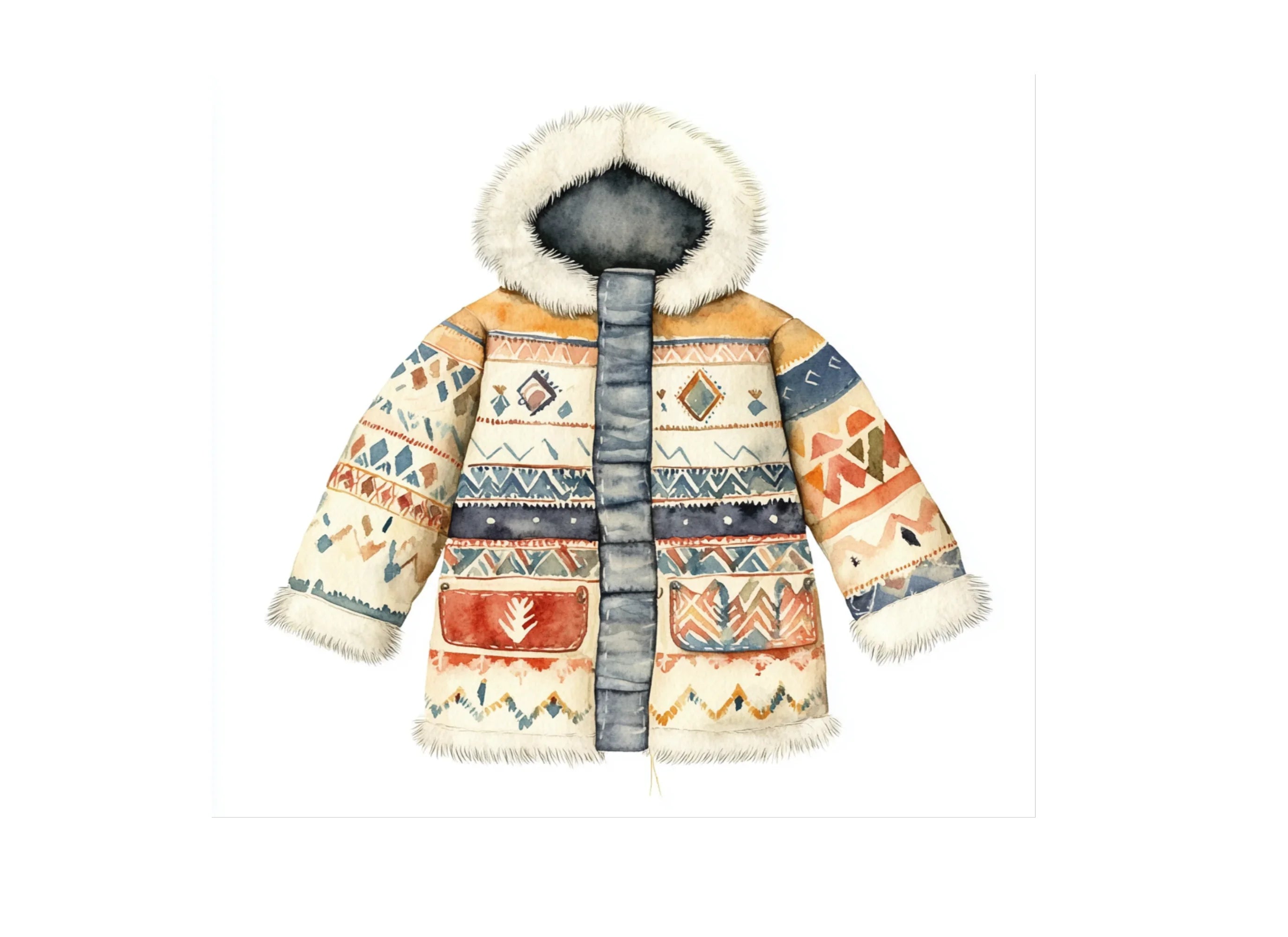 Inuit Children Traditional Parka Clipart Bundle