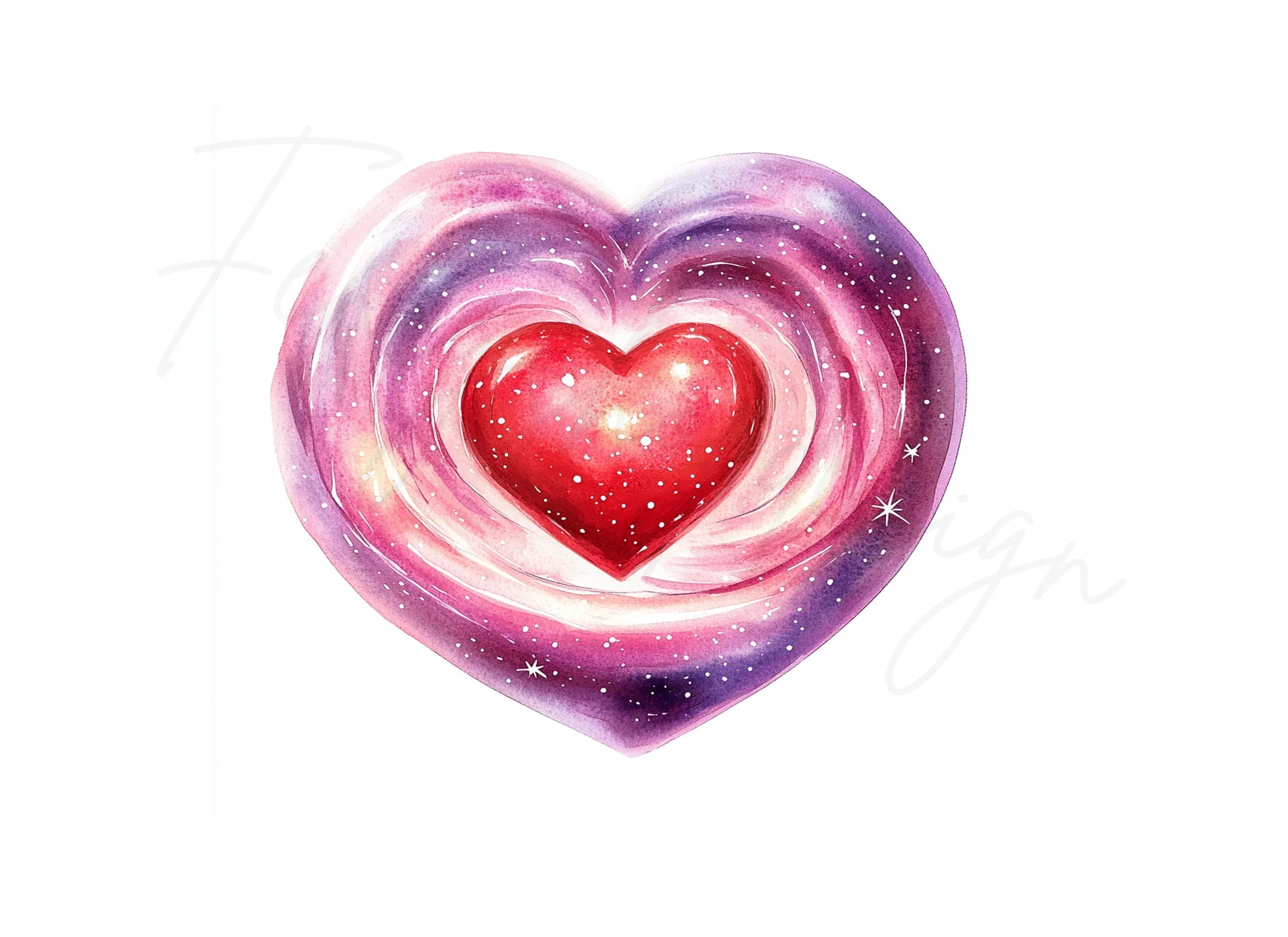 Cosmic Swirl Hearts Clipart Bundle