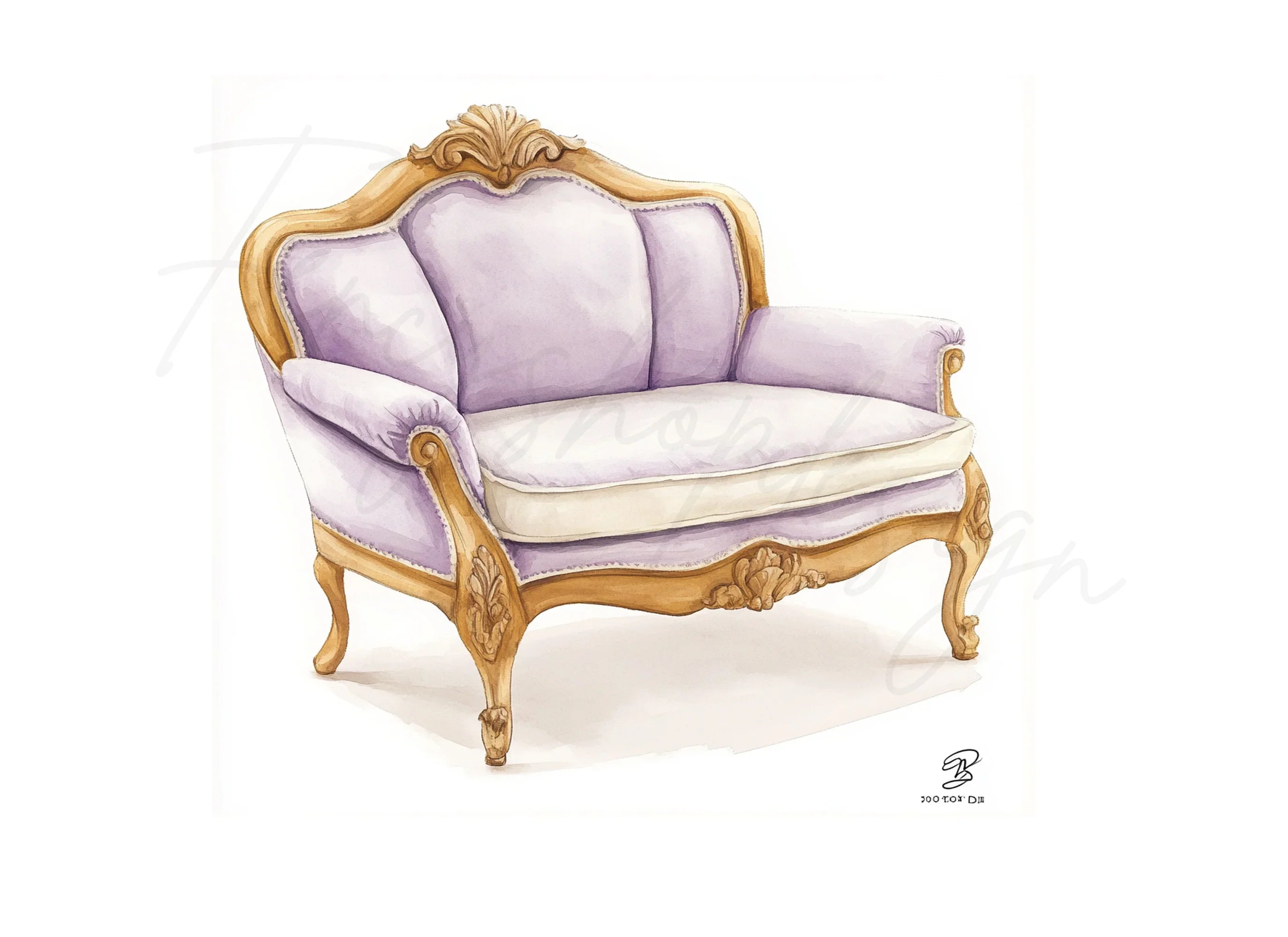 Elegant Purple French Armchair Clipart Bundle
