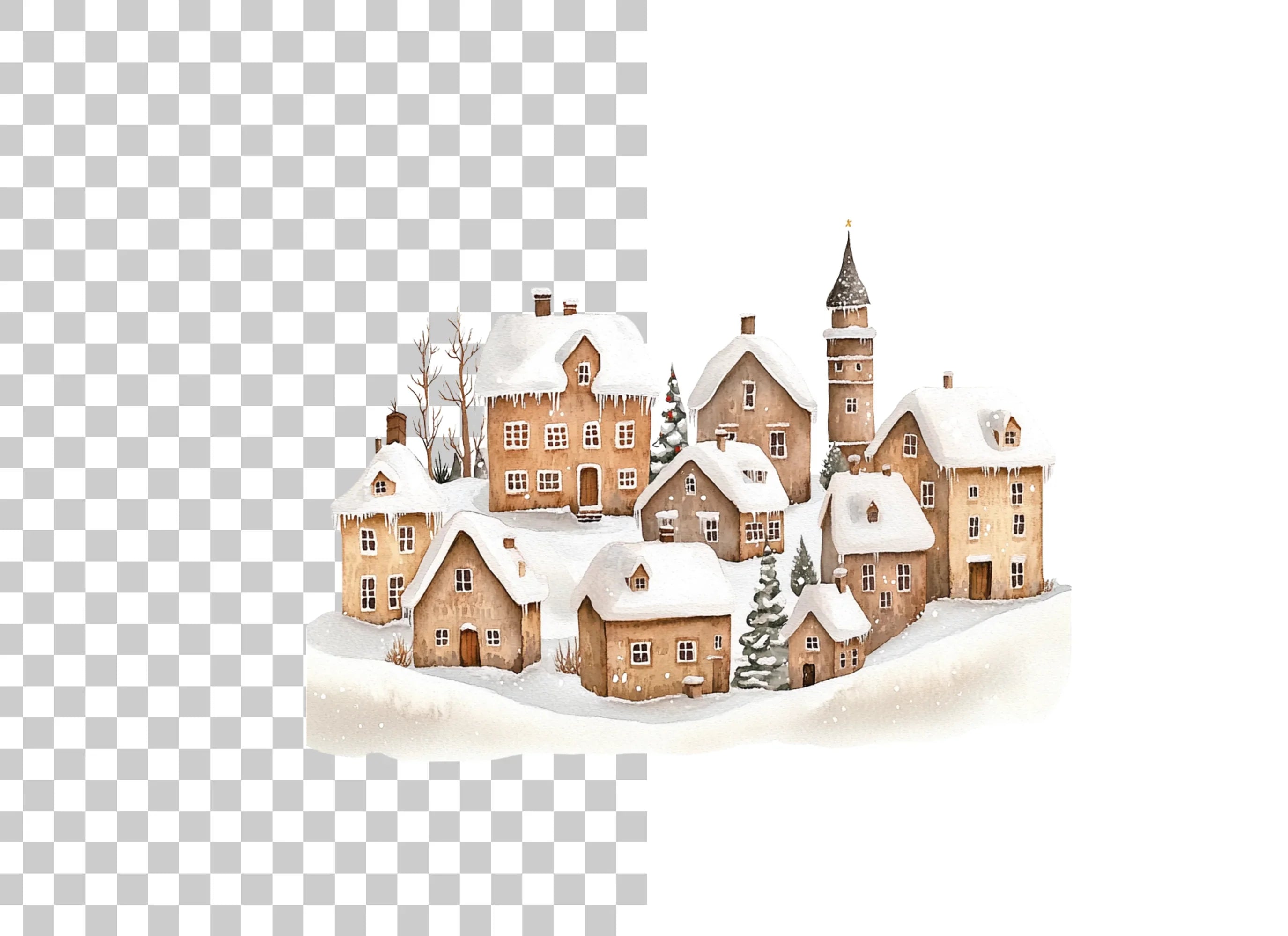 Winter Village Clipart Bundle