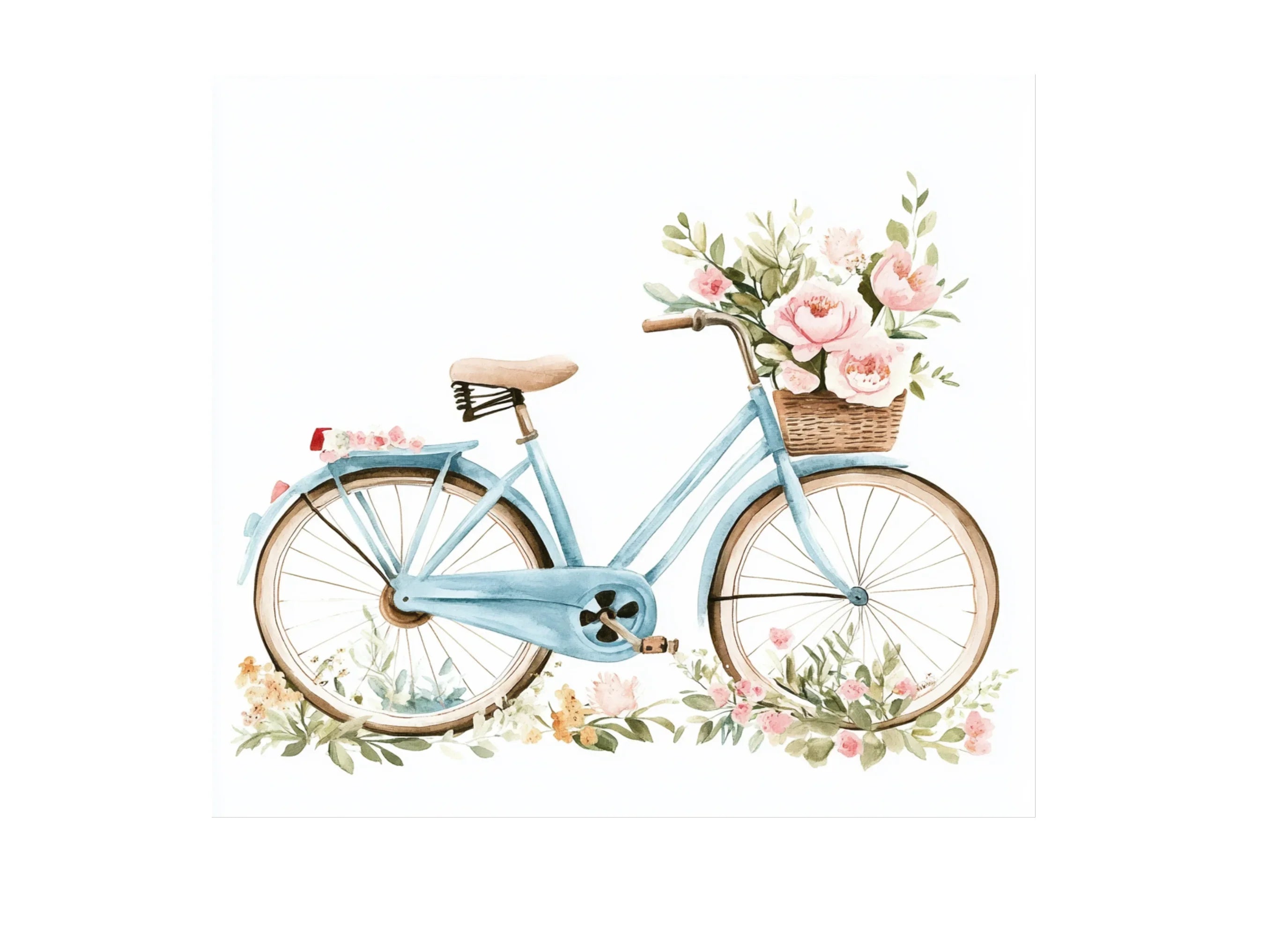 Pastel Floral Bicycle Clipart Bundle