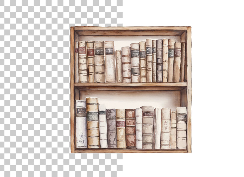 Bookshelf Illustration Clipart Bundle
