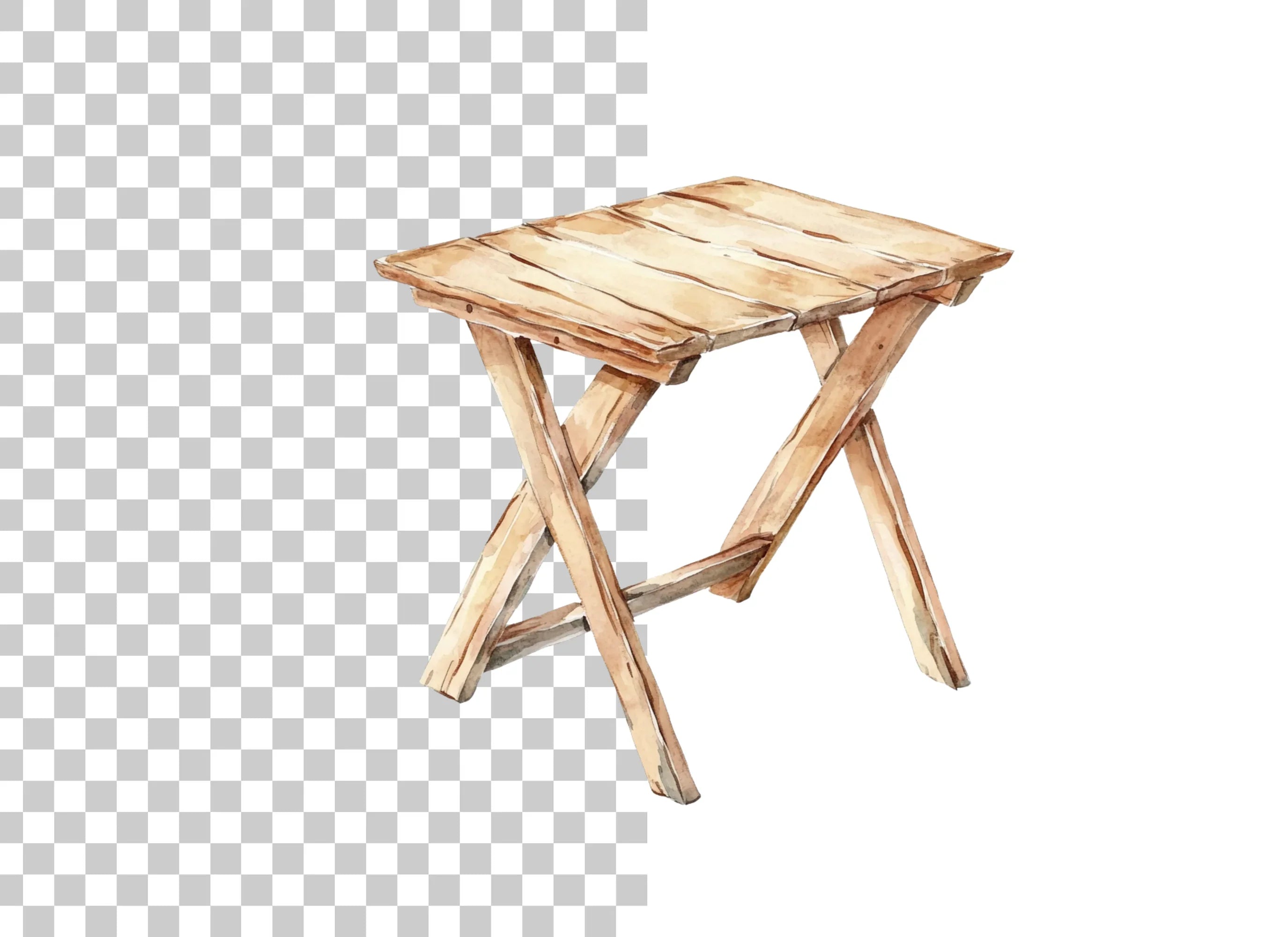 Rustic Wooden Stools Clipart Bundle