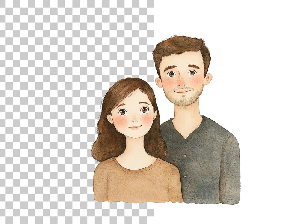 Charming Young Couple Portrait Clipart Bundle