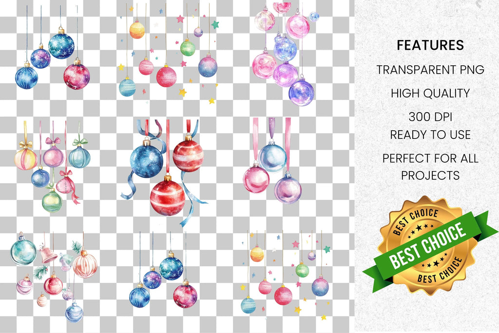 Christmas Ornaments Clipart Bundle