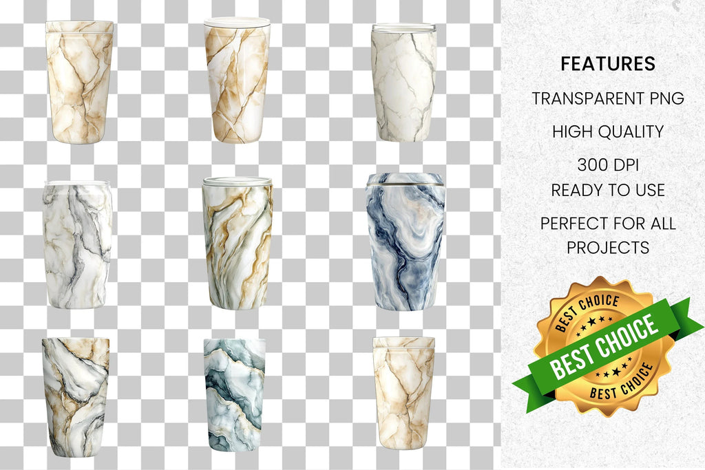 Elegant Marble Tumbler Clipart Bundle
