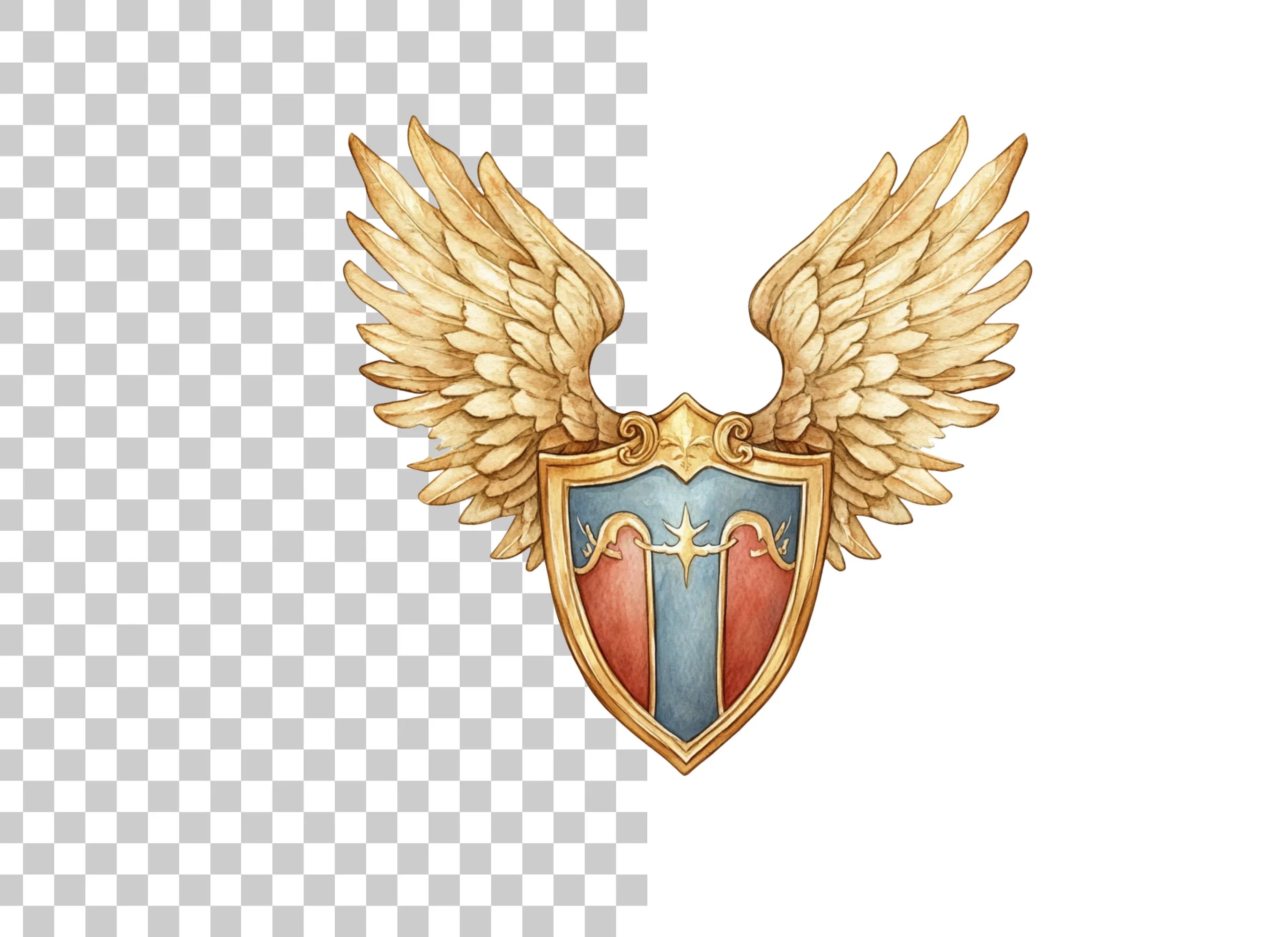 Golden Winged Shields Clipart Bundle