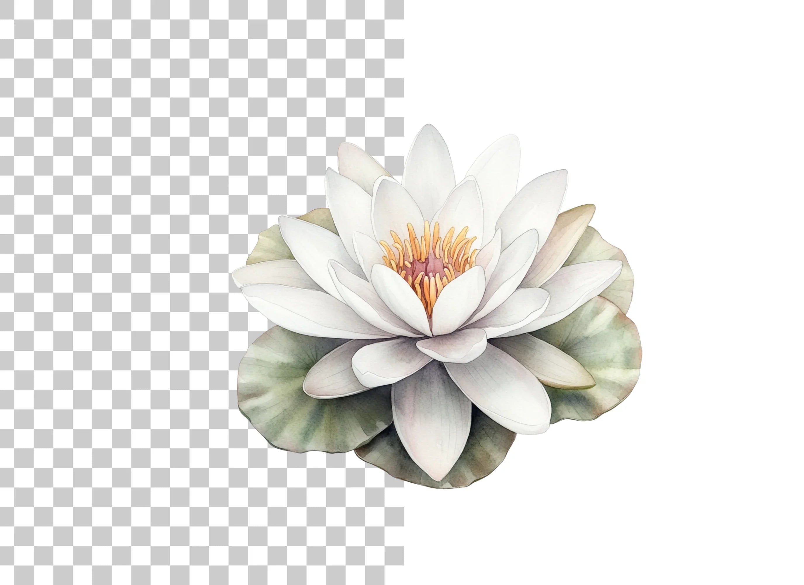 Elegant White Water Lily Clipart Bundle