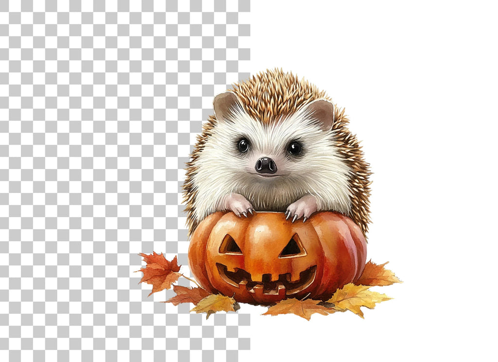 Cute Hedgehog Halloween Pumpkin Clipart Bundle