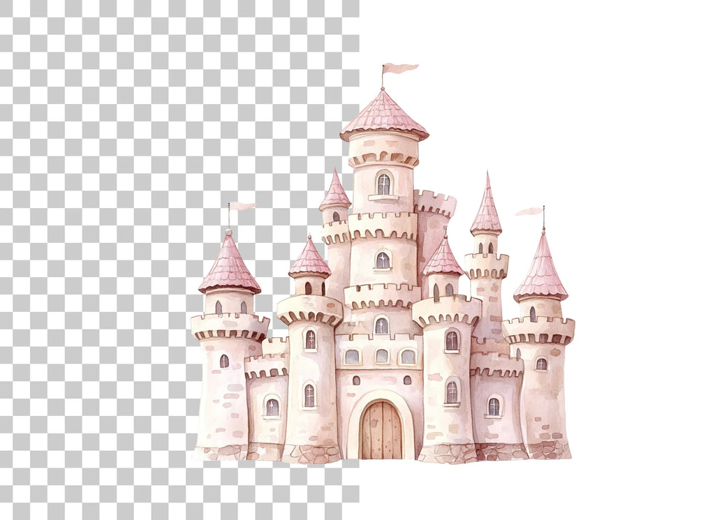 Pink Princess Castle Clipart Bundle
