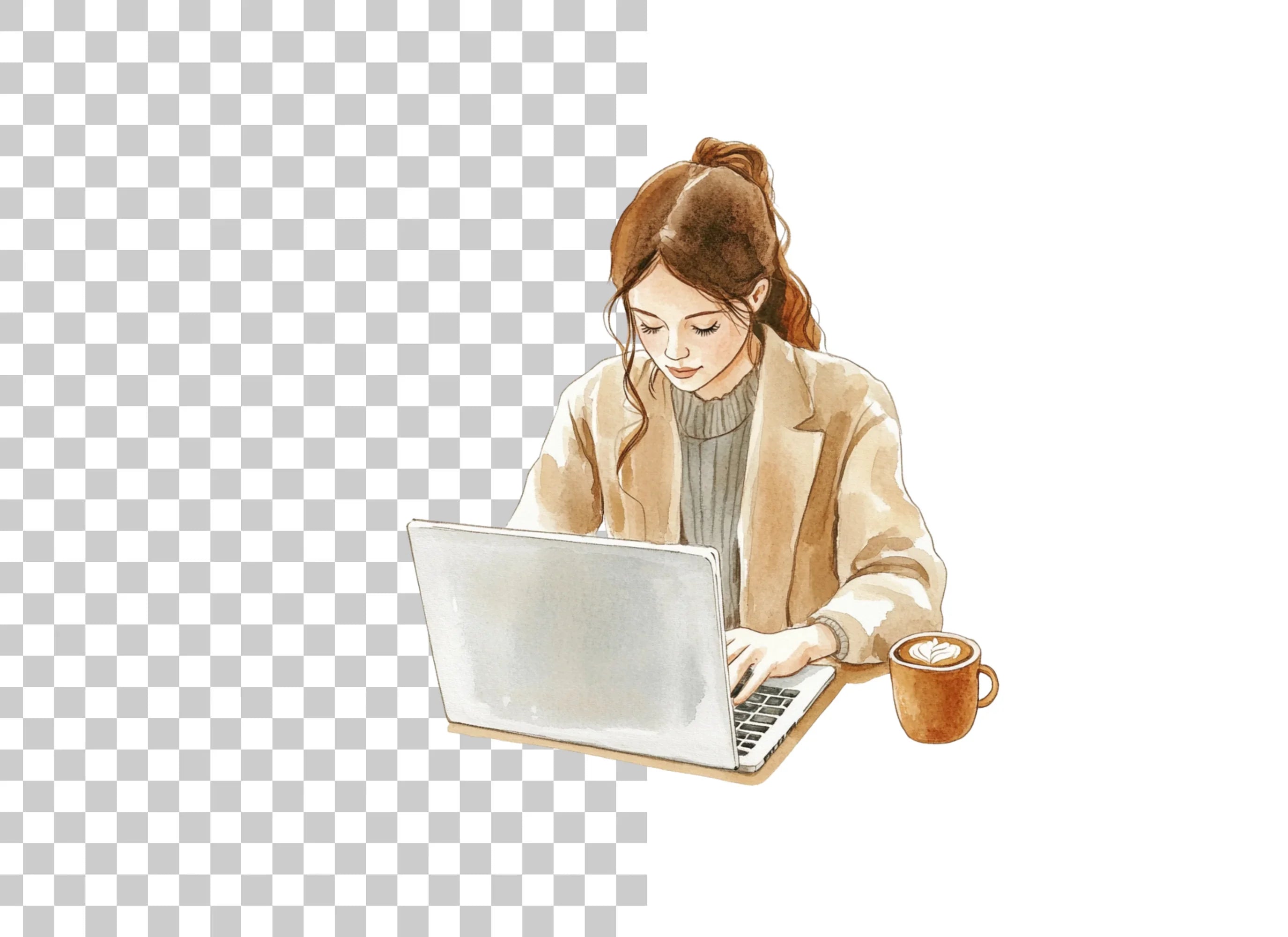 Women Working on Laptop Clipart Bundle