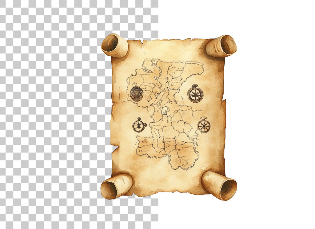 Vintage Treasure Map Clipart Bundle