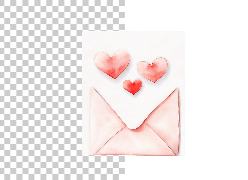 Love Letter with Red Hearts Clipart Bundle