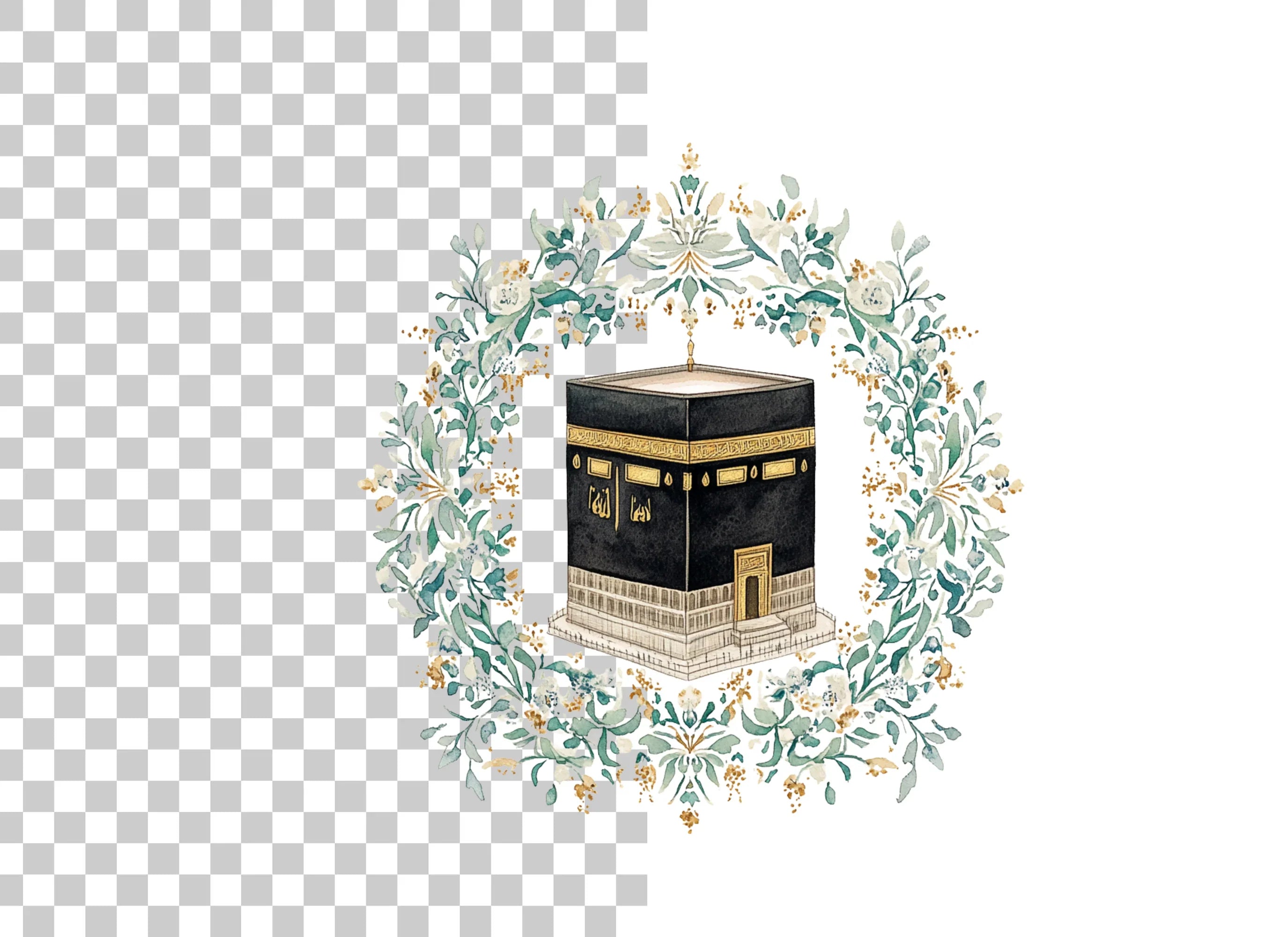 Kaaba Floral Wreath Clipart Bundle
