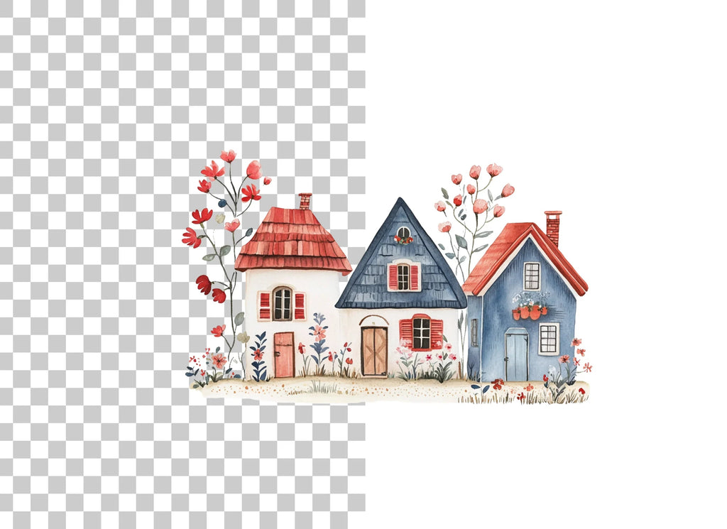 Charming Village Houses Clipart Bundle