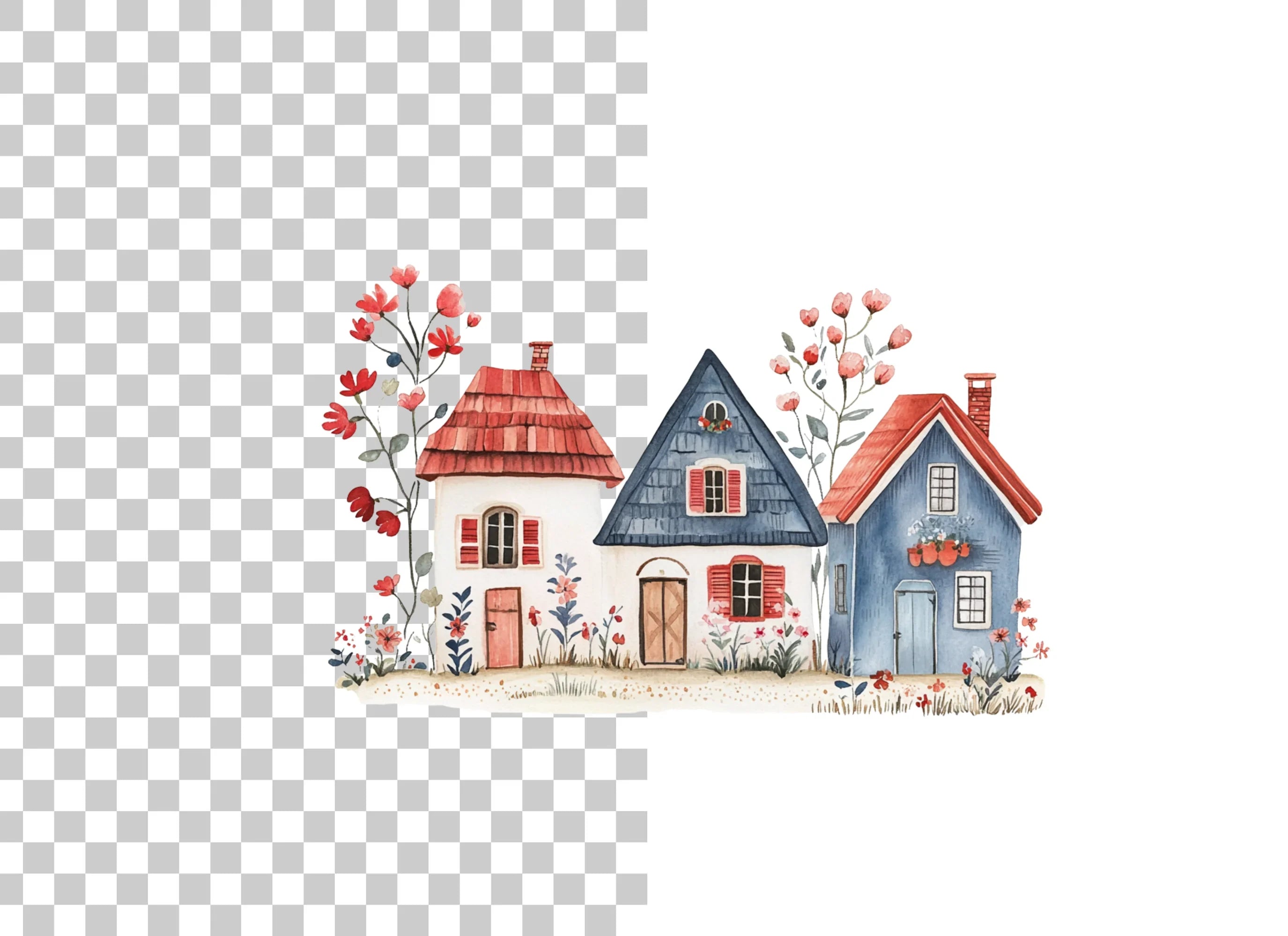 Charming Village Houses Clipart Bundle