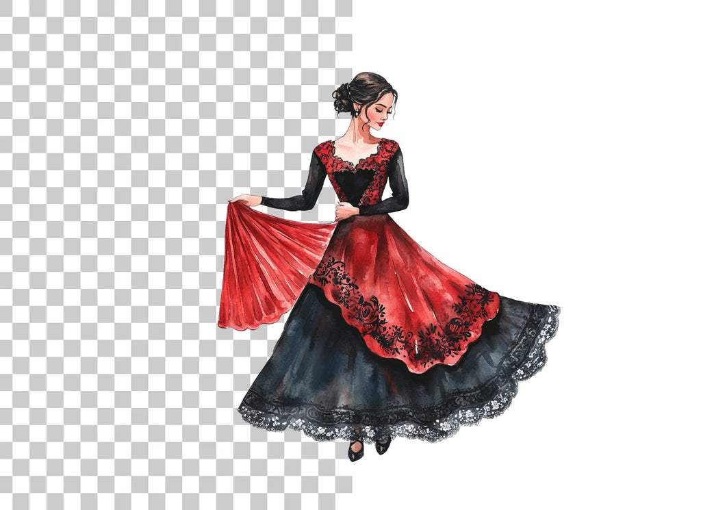 Elegant Flamenco Dancers Clipart Bundle