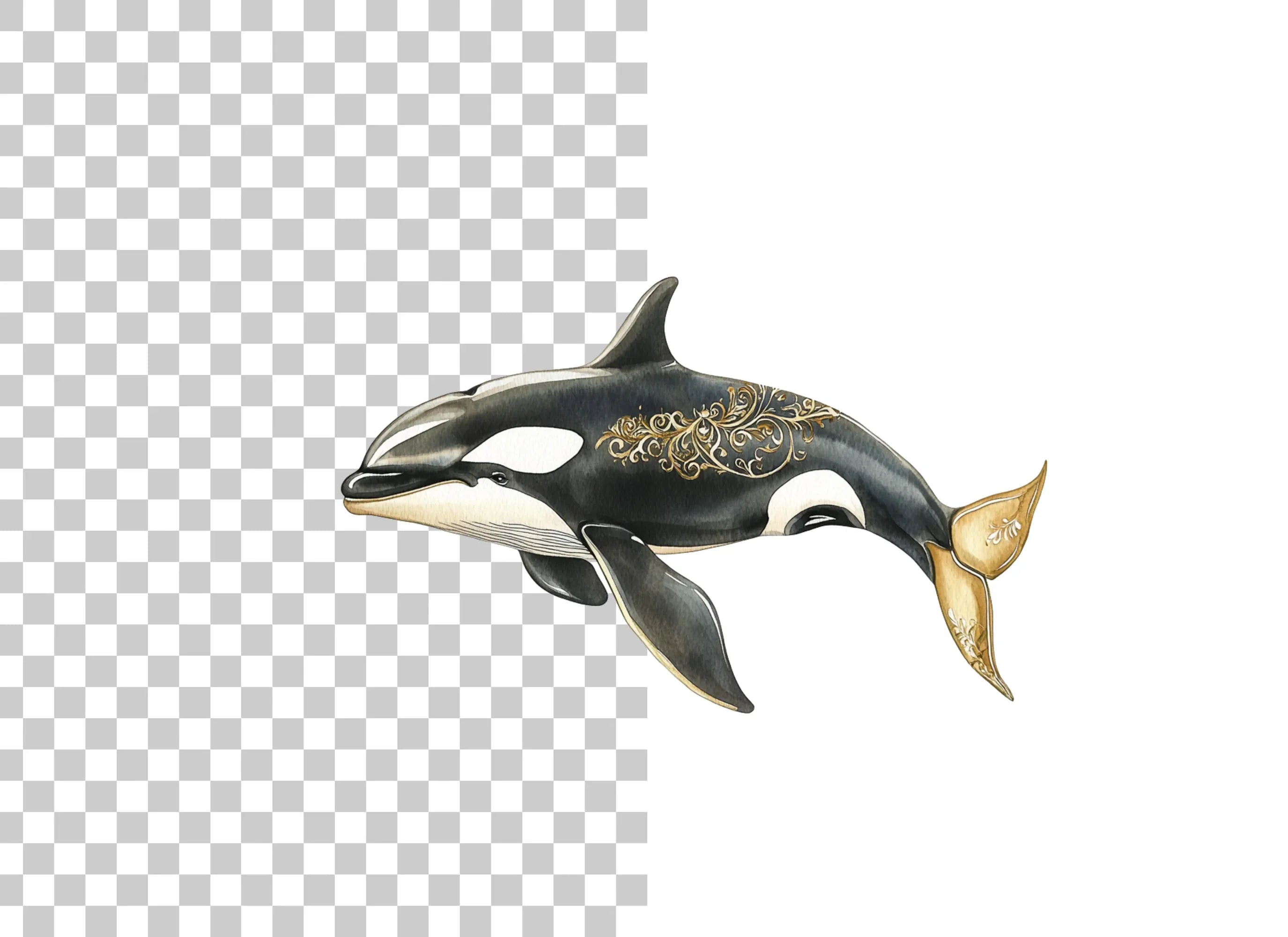 Majestic Orca Whale Clipart Bundle