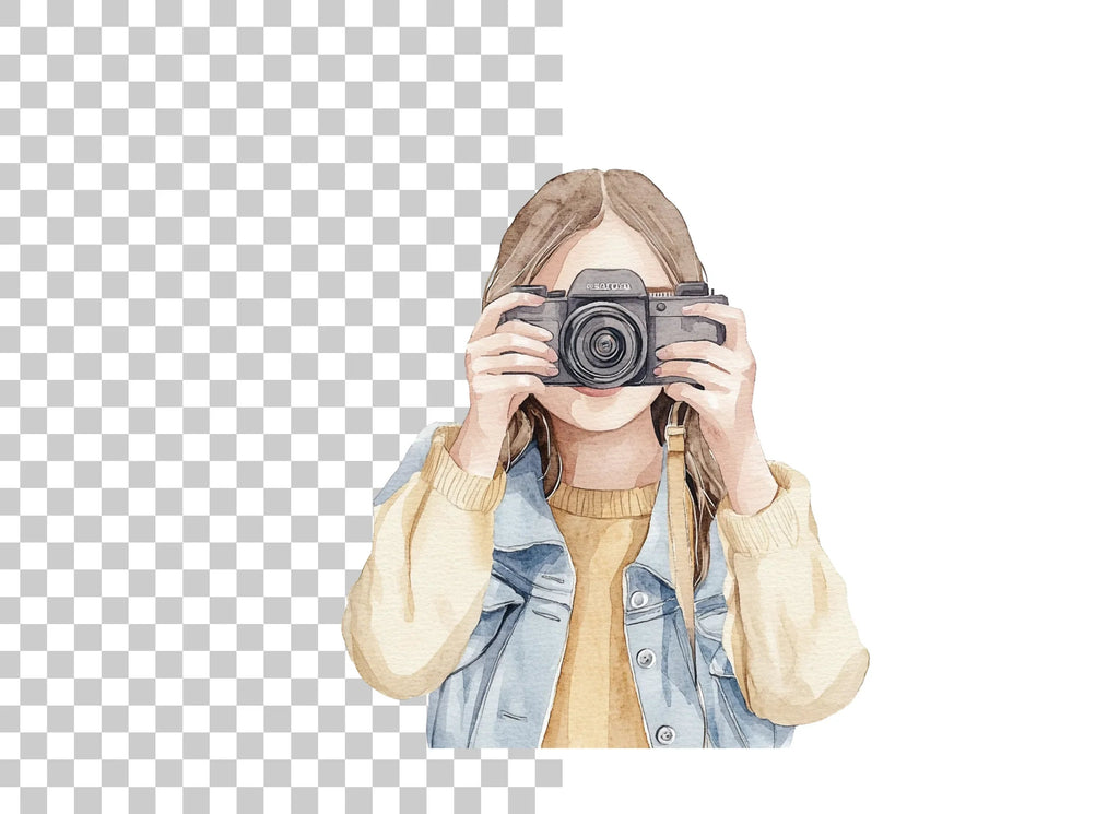 Stylish Girl Photographer Clipart Bundle