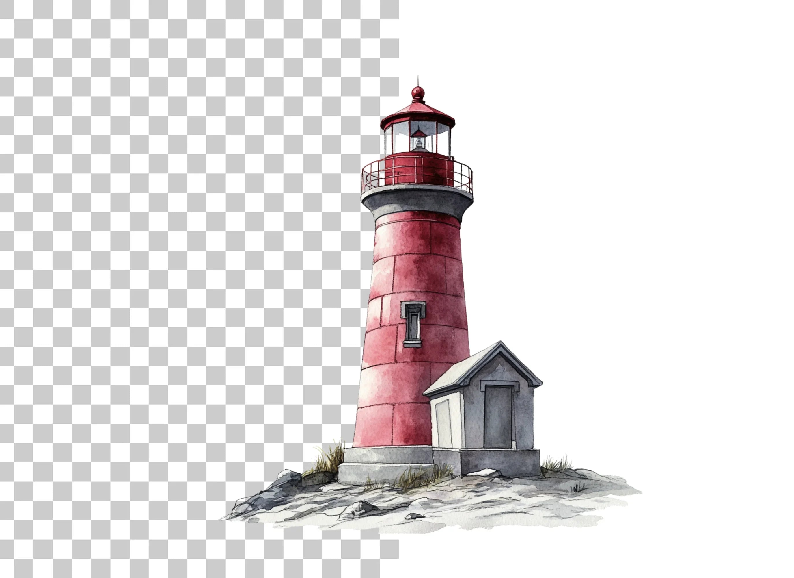 Red Lighthouse Clipart Bundle