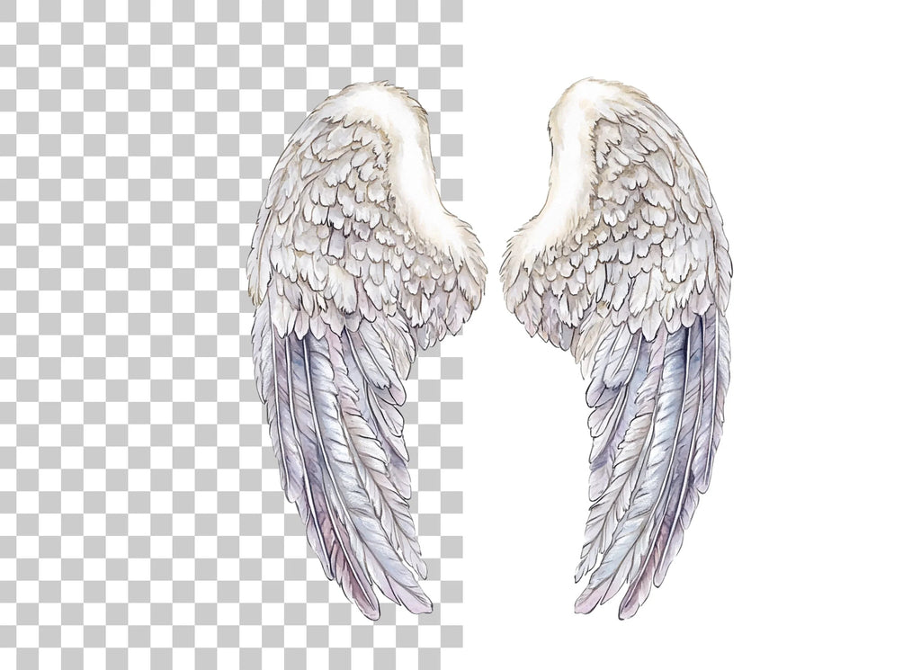 Graceful White Feathered Wings Clipart Bundle