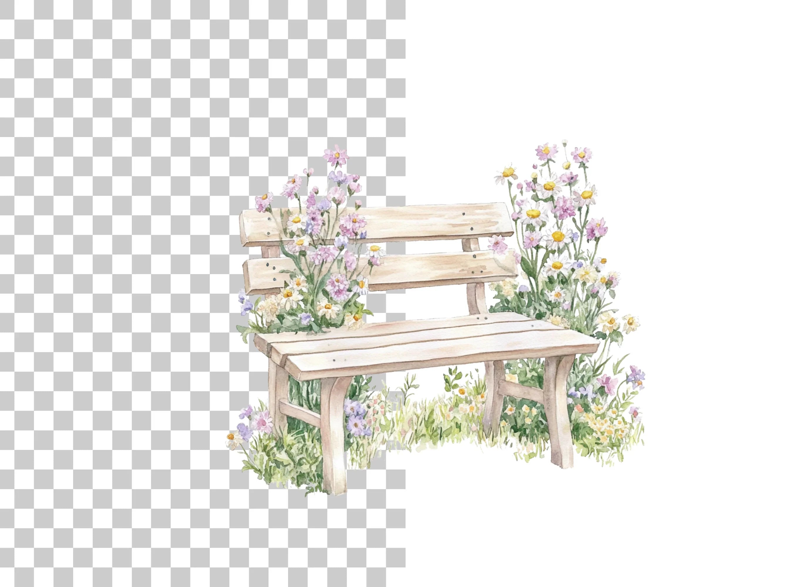 Floral Bench Clipart Bundle