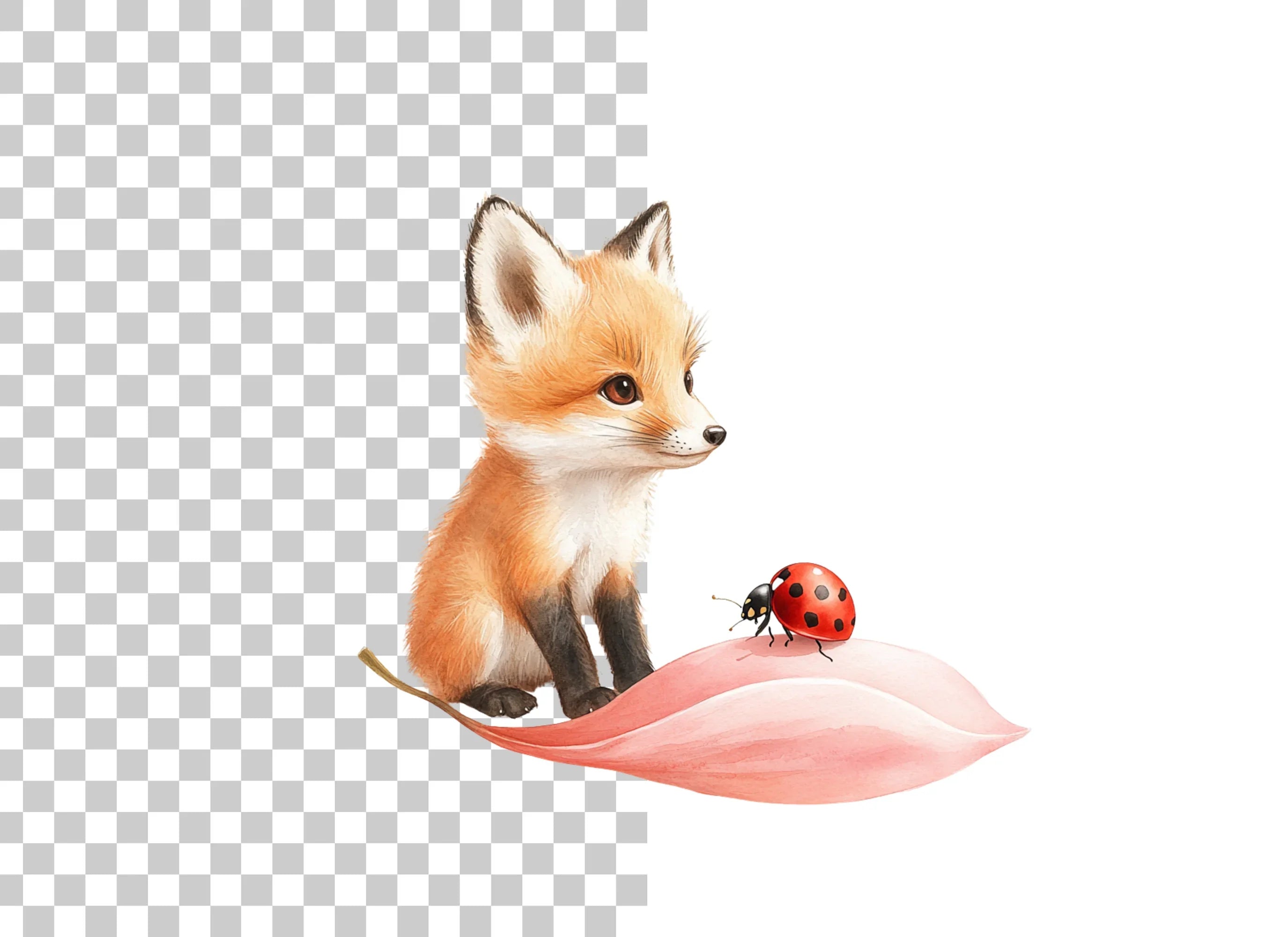 Adorable Fox and Ladybug Clipart Bundle