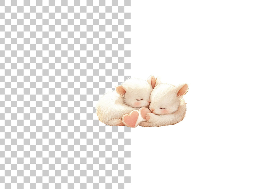 Cute Sleeping White Kittens Clipart Bundle