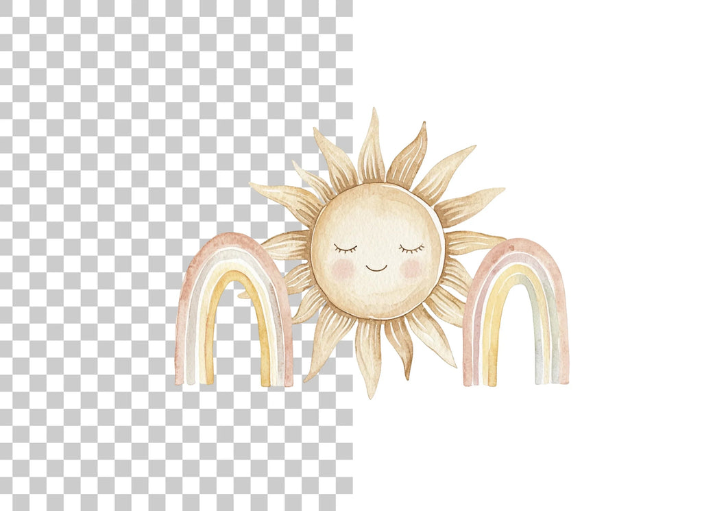 Boho Sun and Rainbow Clipart Bundle